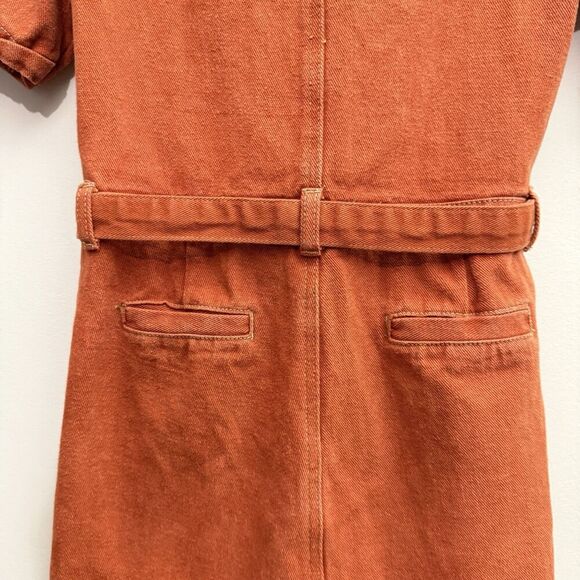 Monokrom Women’s UK 12 Orange Denim Belted Zip Up Romper Swifties Showgirl Us 8 - Picture 7 of 11